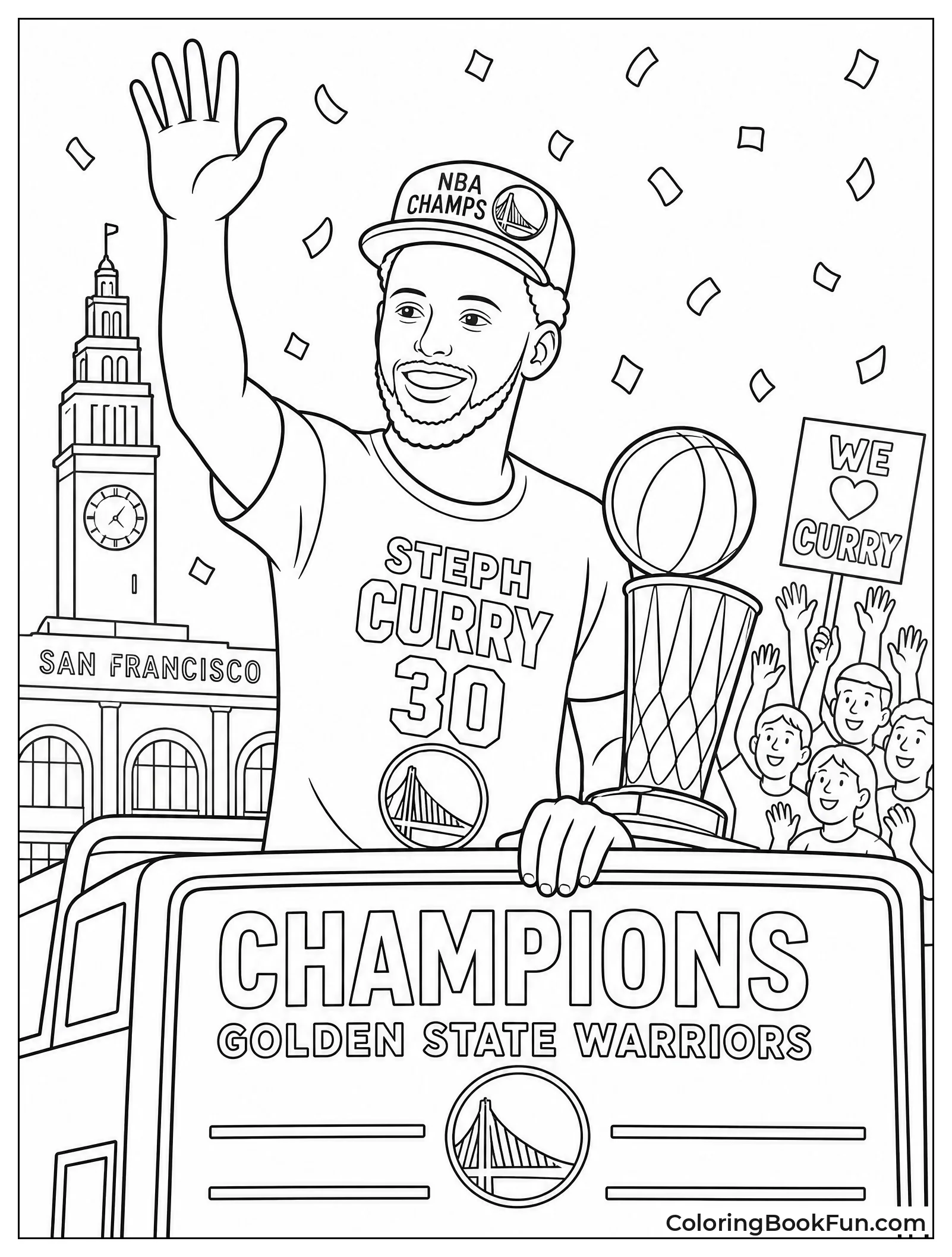 Steph Waving from the Parade Bus