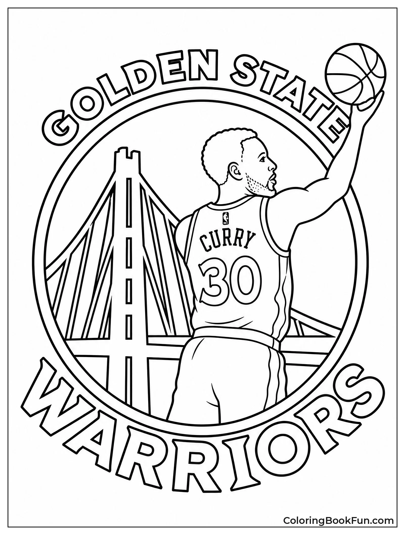 Warriors Logo with Steph Silhouette