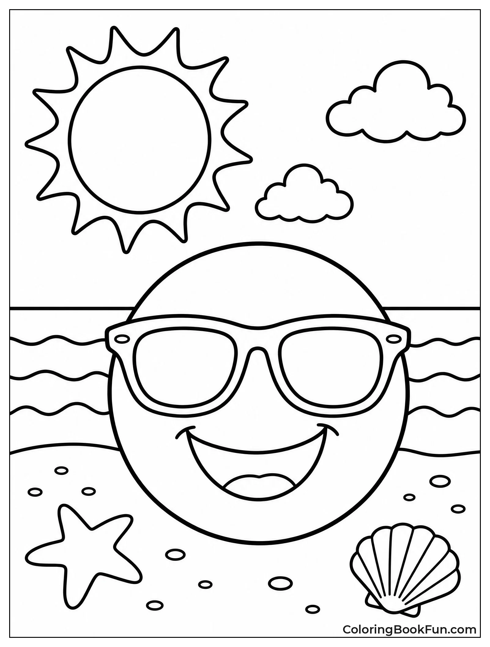 Beach Face with Sunglasses and Waves