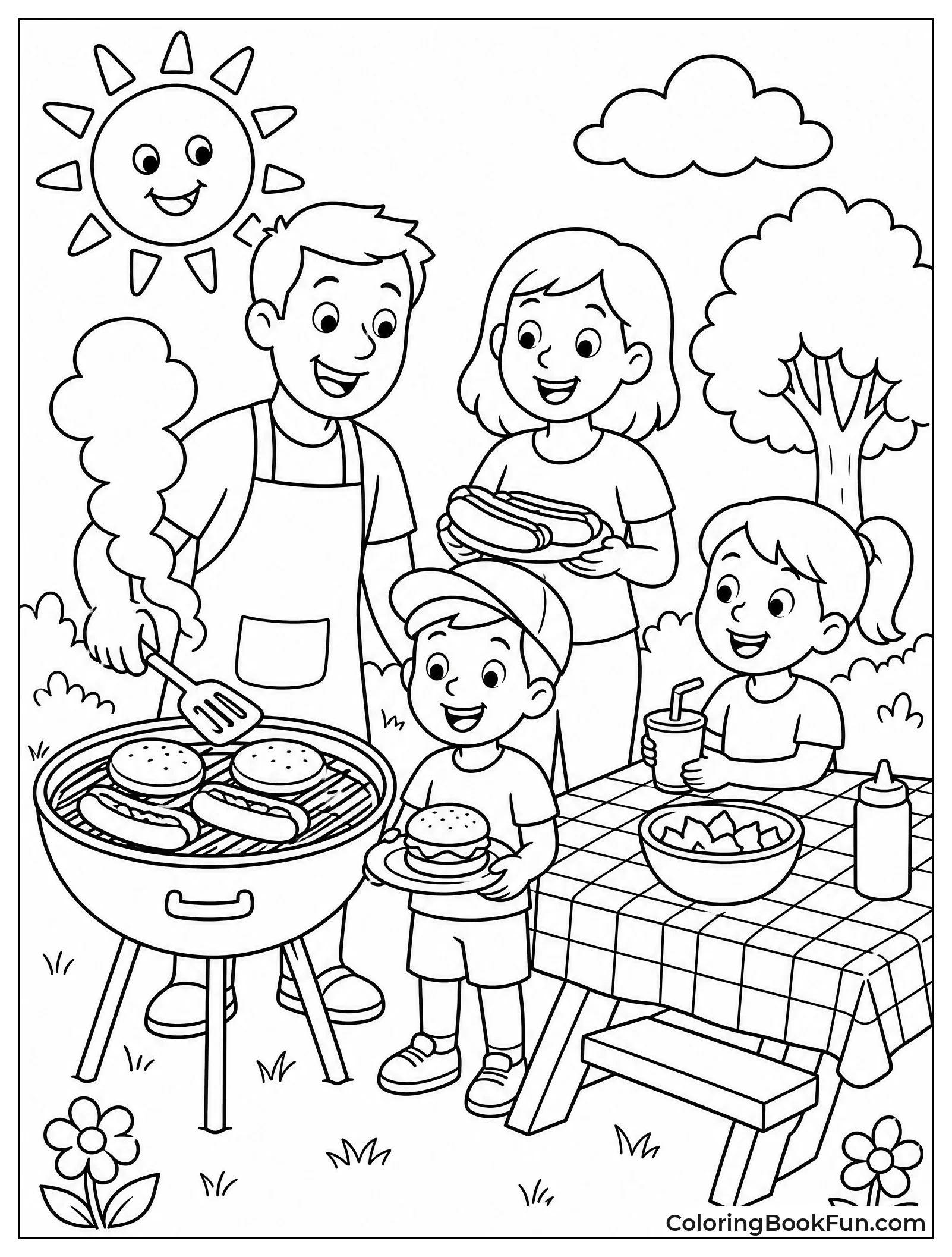 Family Having Backyard BBQ
