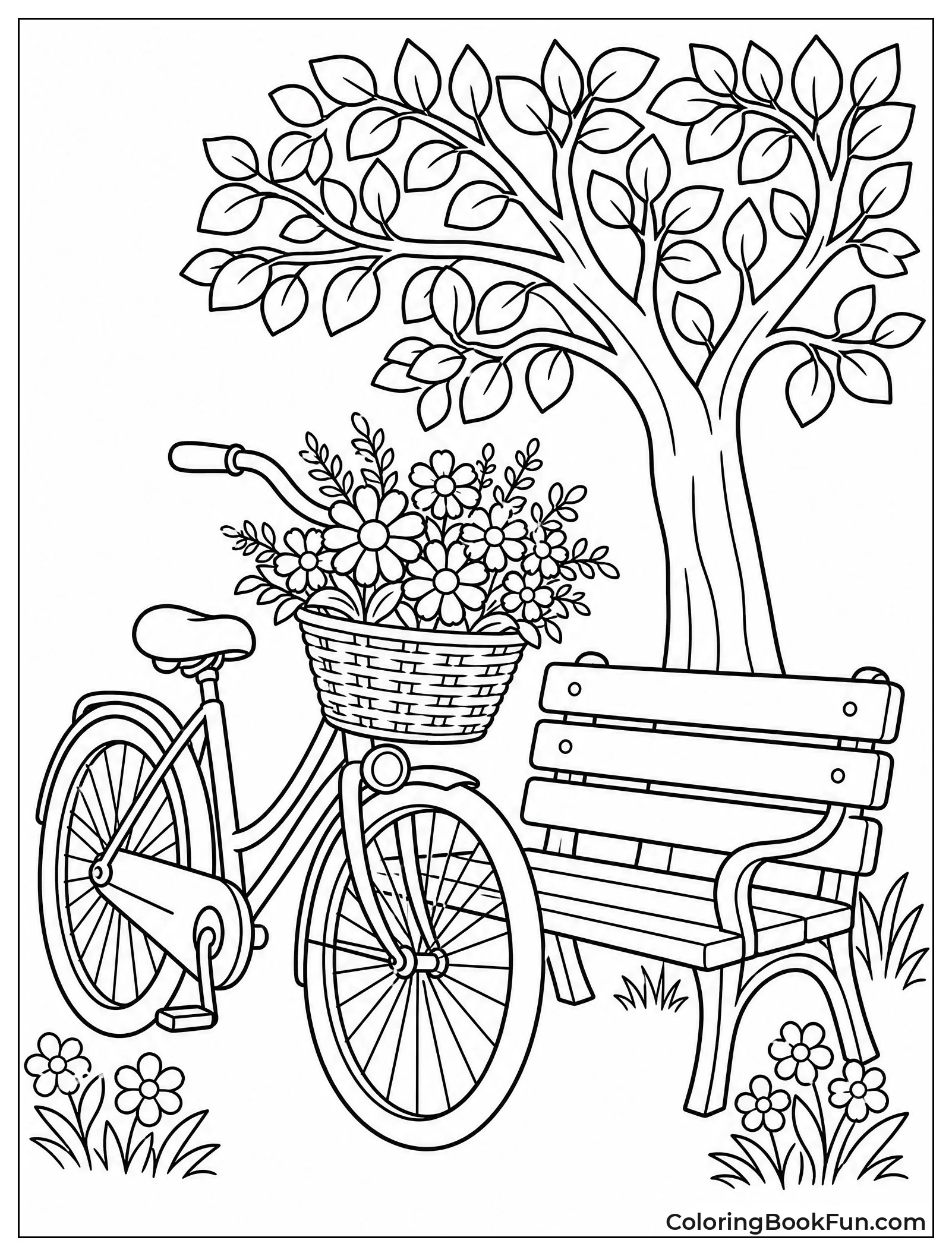 Bicycle with Basket of Flowers