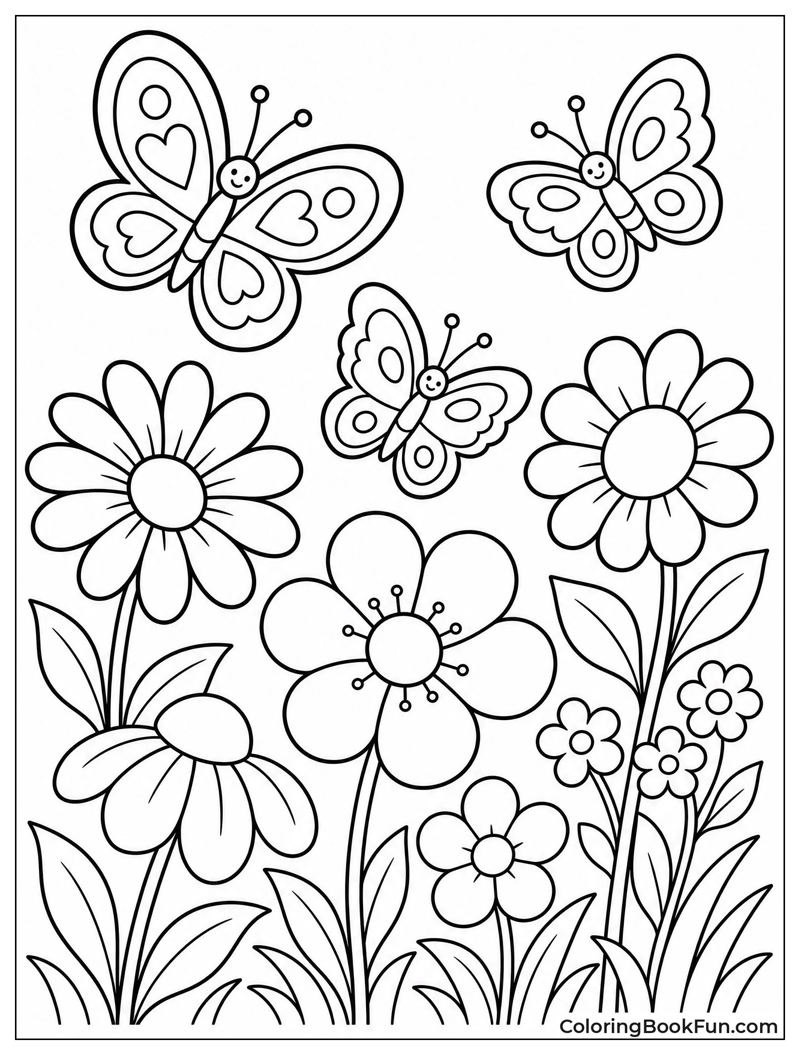 Butterflies in Flower Garden