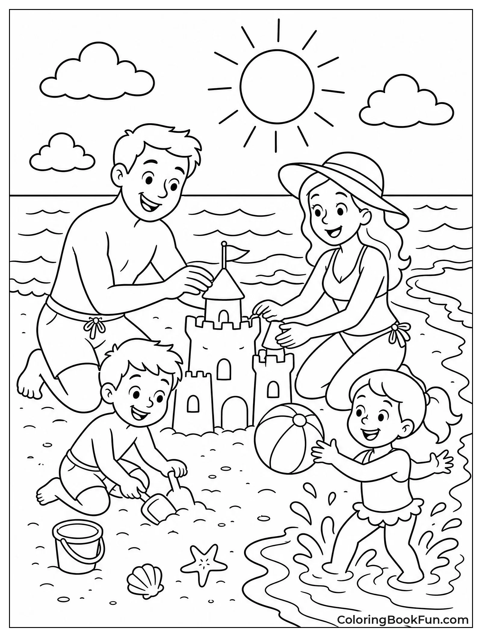 Family Playing at Beach
