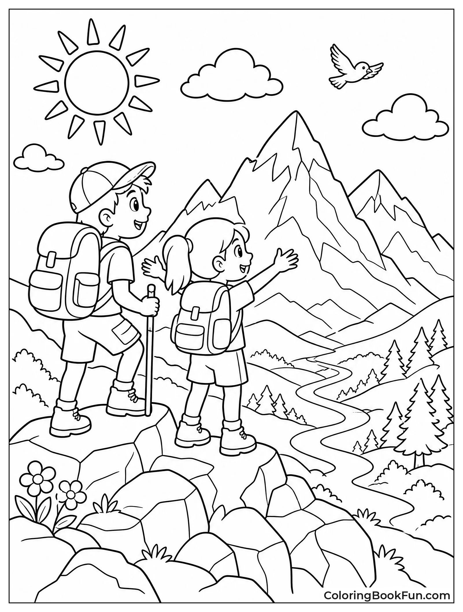 Hikers Reaching Mountain Summit