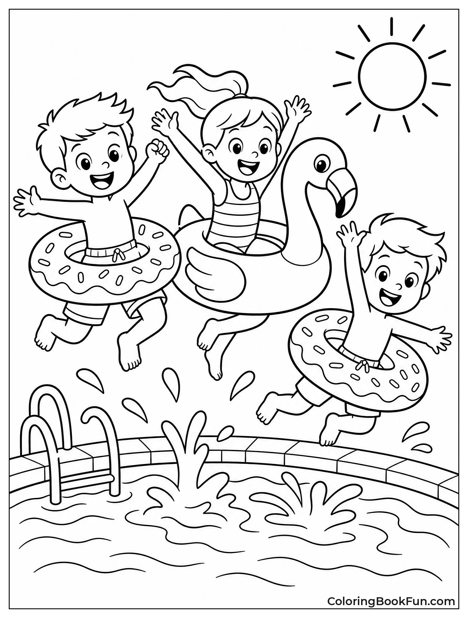 Kids Splashing into Pool