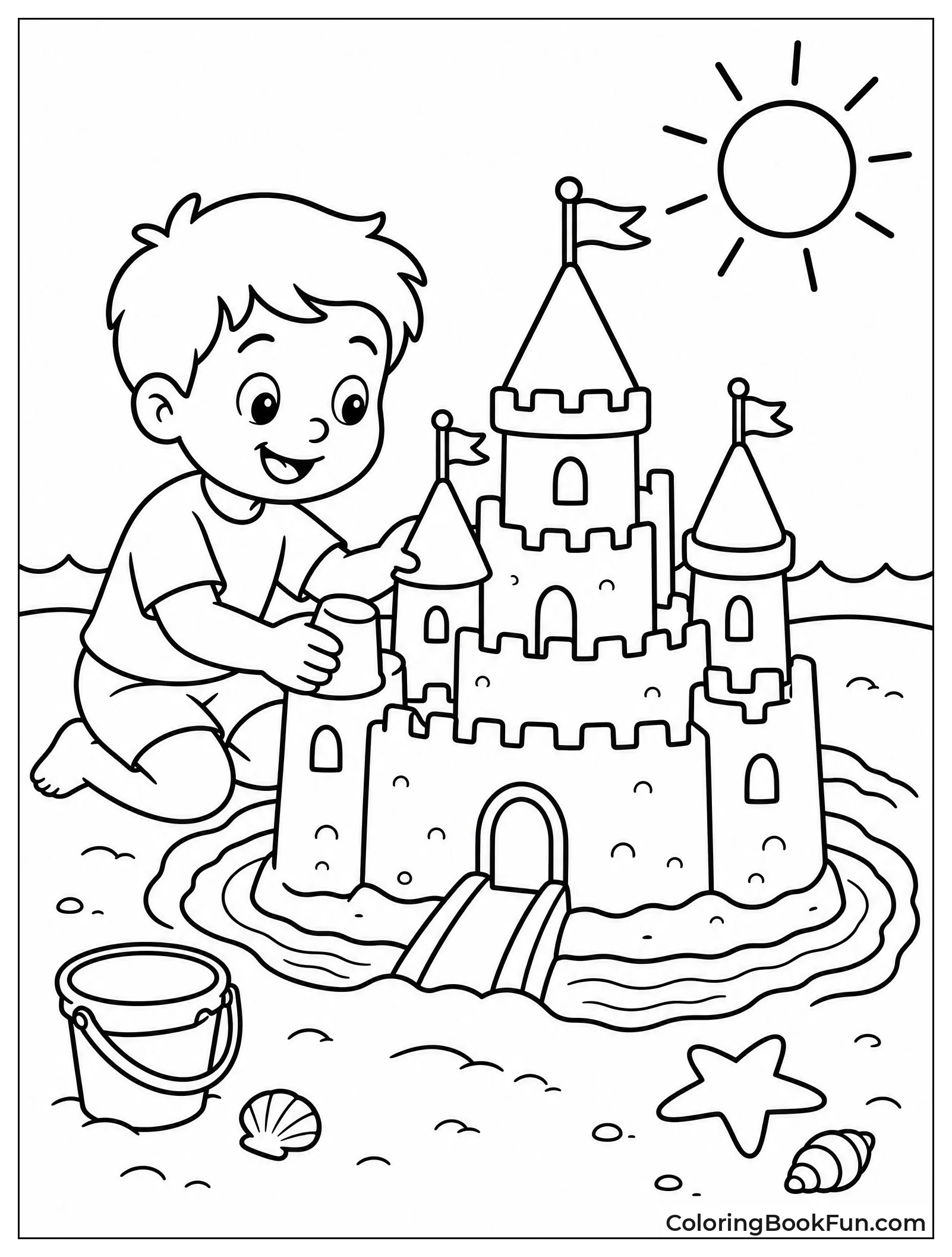 Child Building Tall Sandcastle