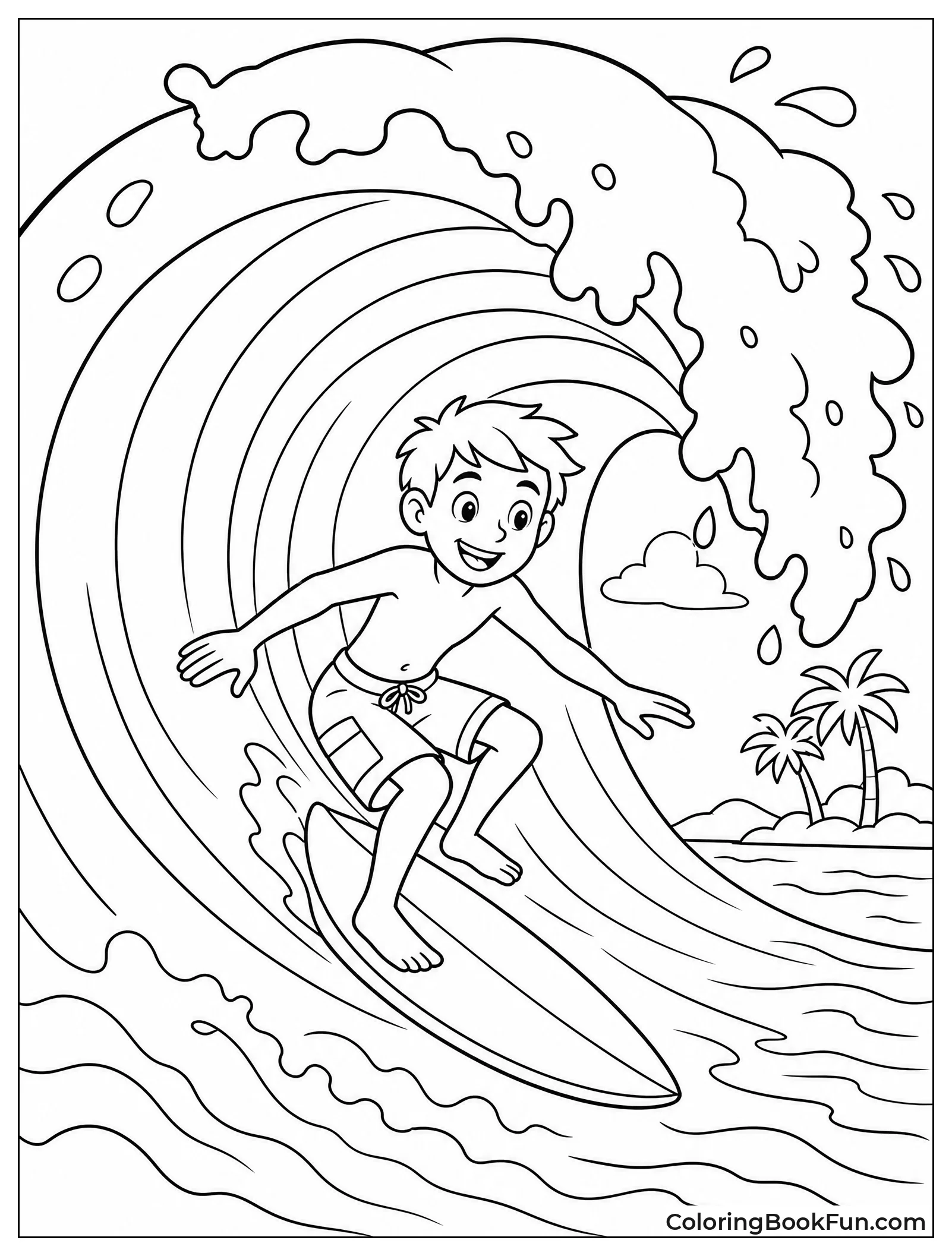 Surfer Riding Big Wave