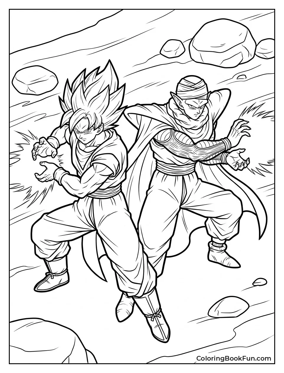 Goku And Piccolo Fight Side By Side