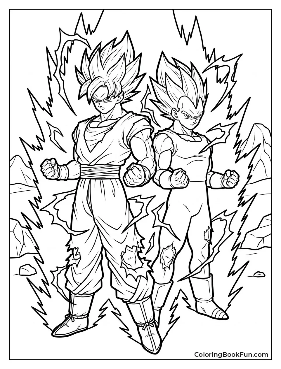 Goku And Vegeta Stand Back To Back