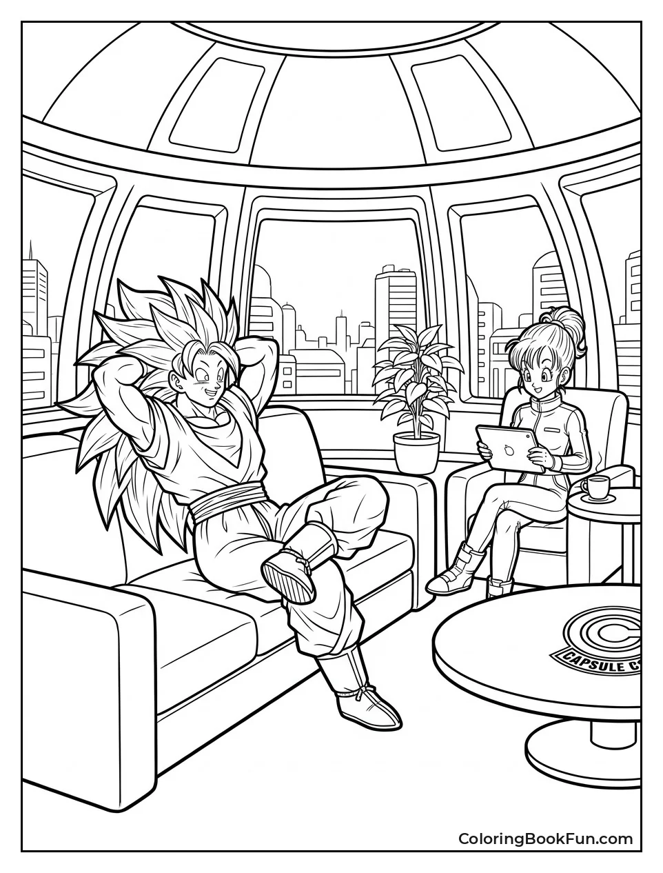 Goku Relaxes At Capsule Corp With Bulma