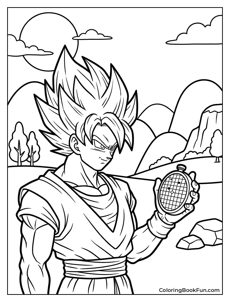 Goku Checking Radar For Dragon Balls