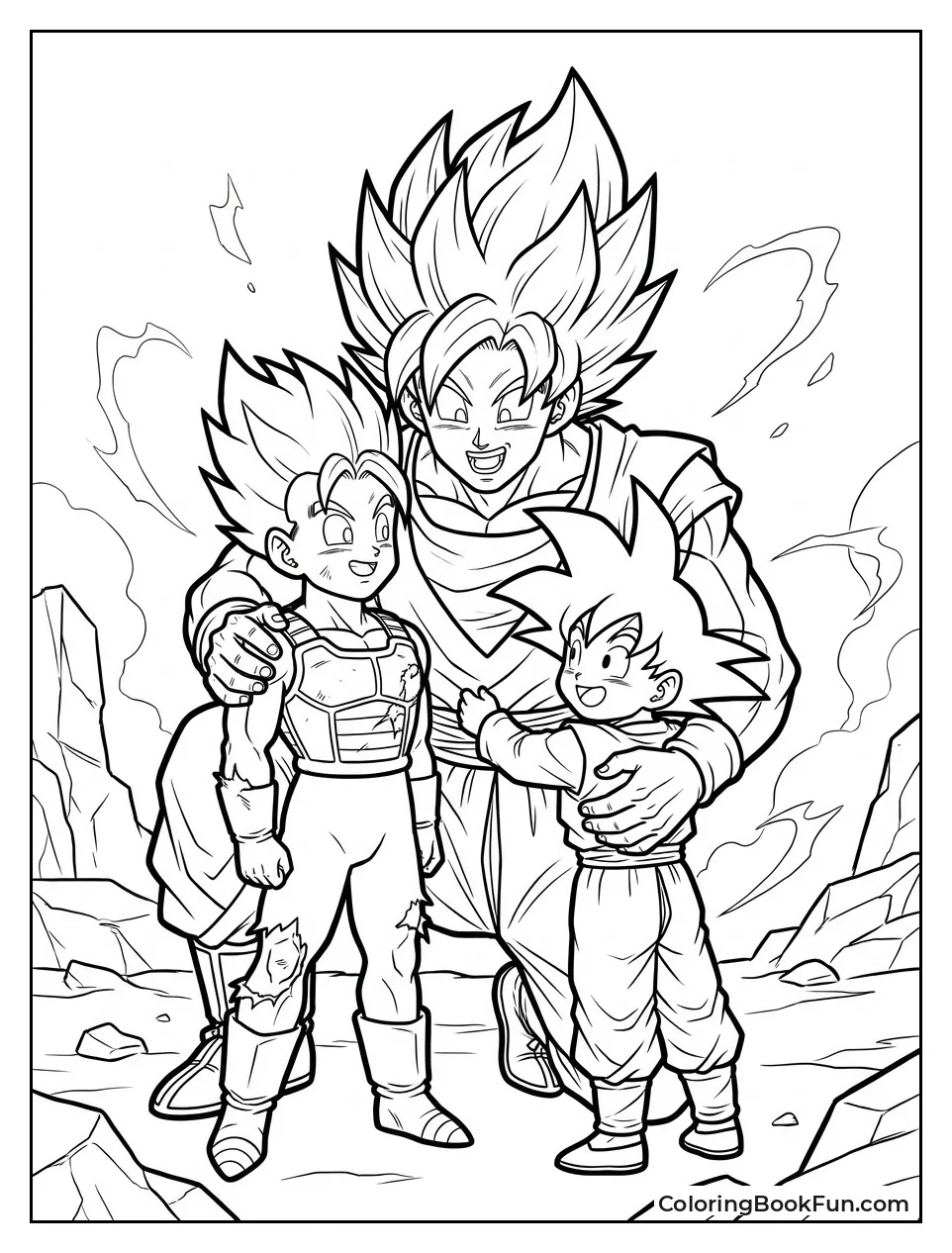 Goku Hugs Gohan And Goten Tight