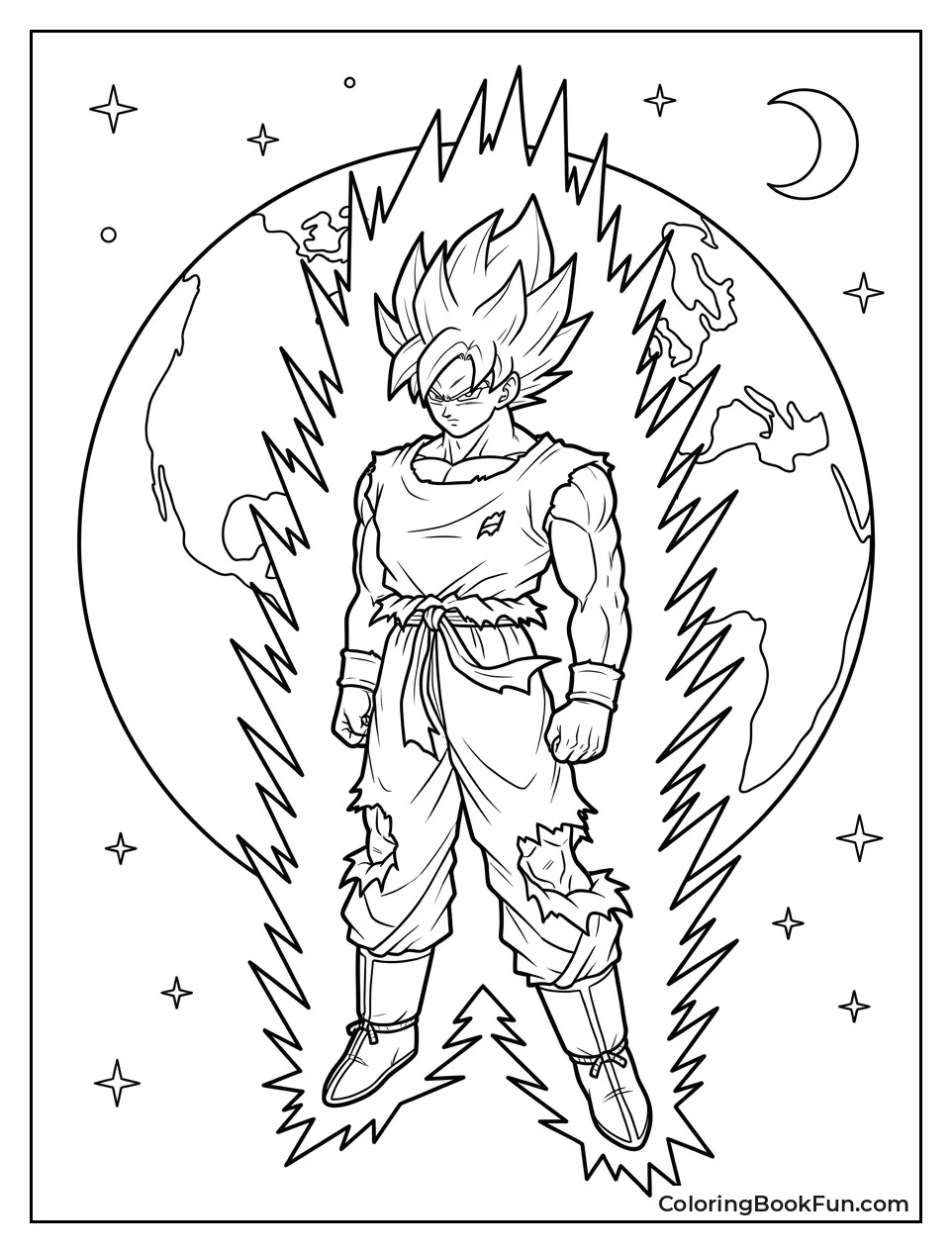 Goku Floats In Space Near Earth
