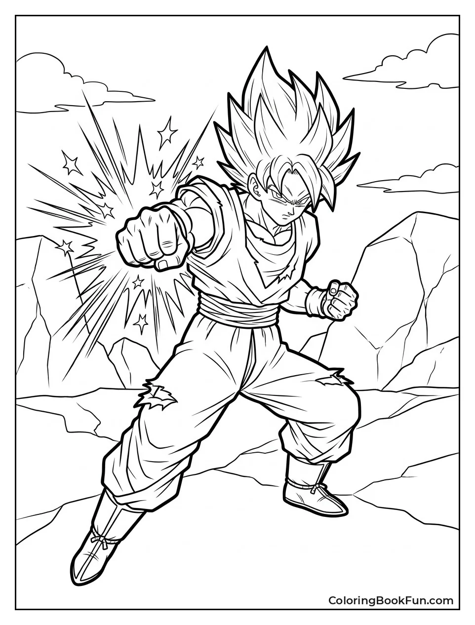 Goku Throwing Powerful Punch Forward