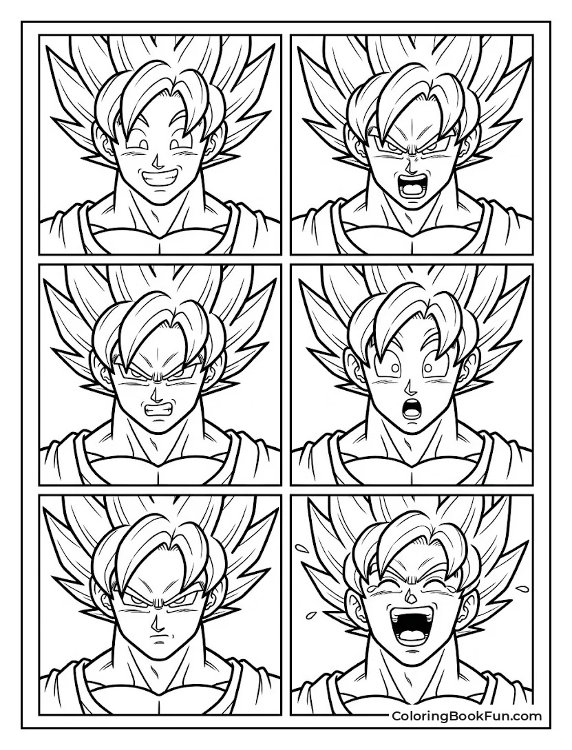 Grid Shows Six Different Goku Faces