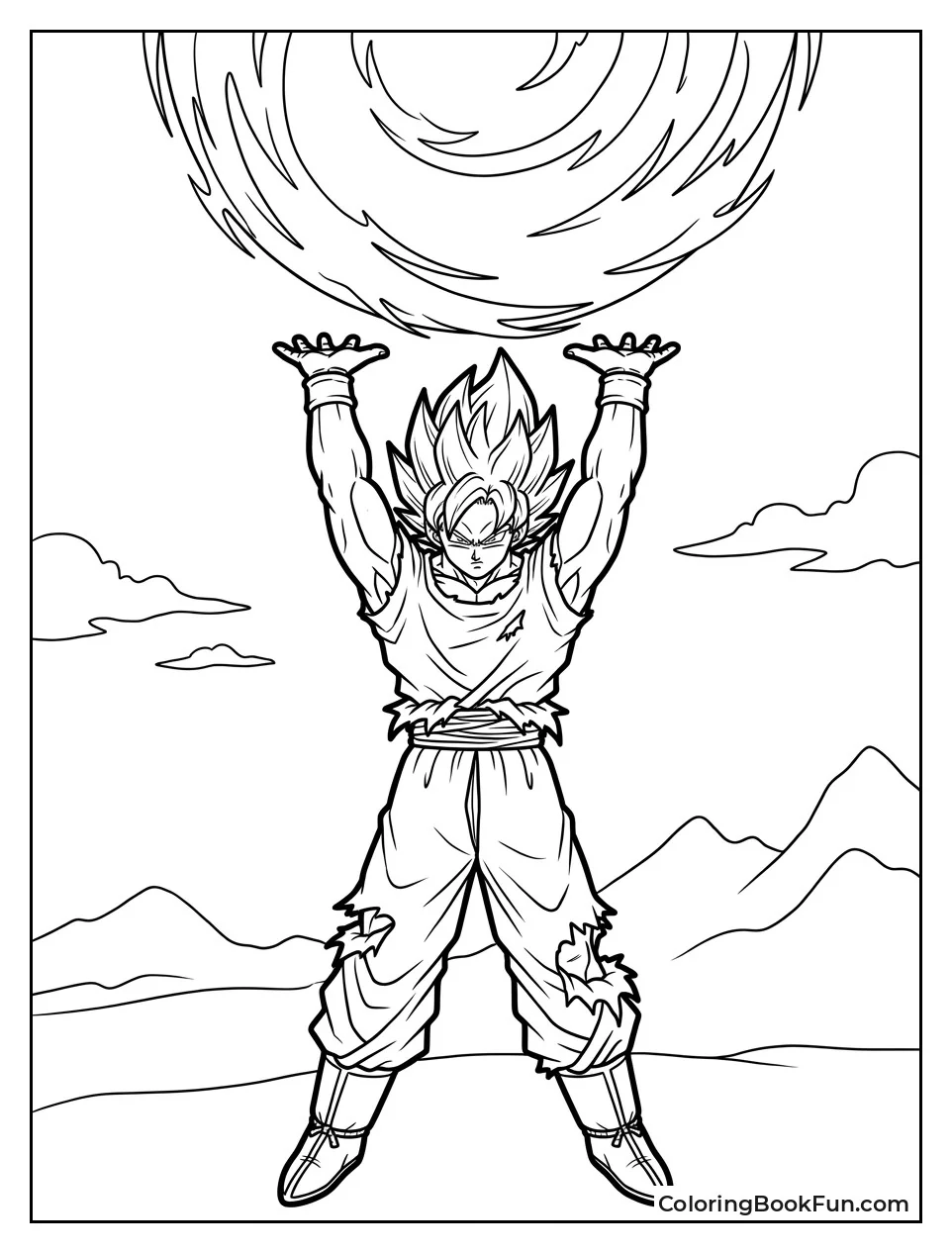 Goku Raising Hands For Spirit Bomb