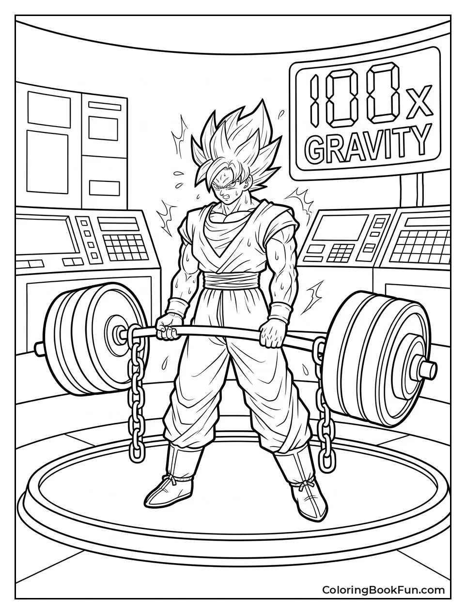 Goku Training Hard Under Heavy Gravity