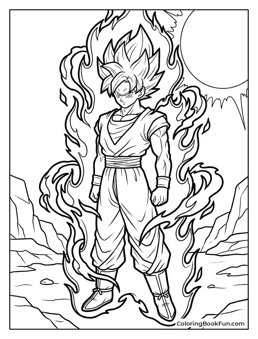 Goku In Slim Red Super Saiyan God Form