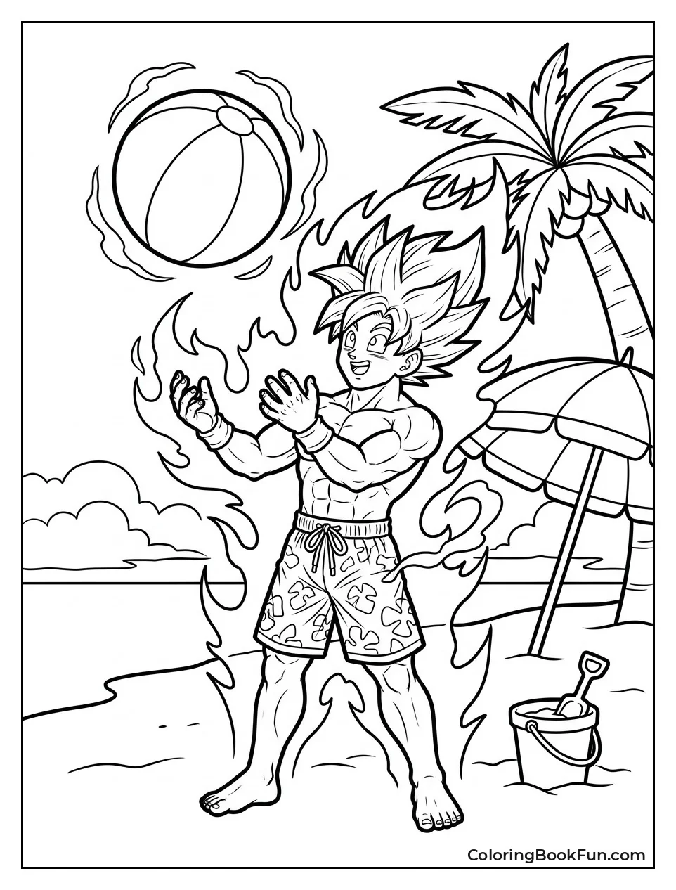 Goku Plays With Beach Ball Happily
