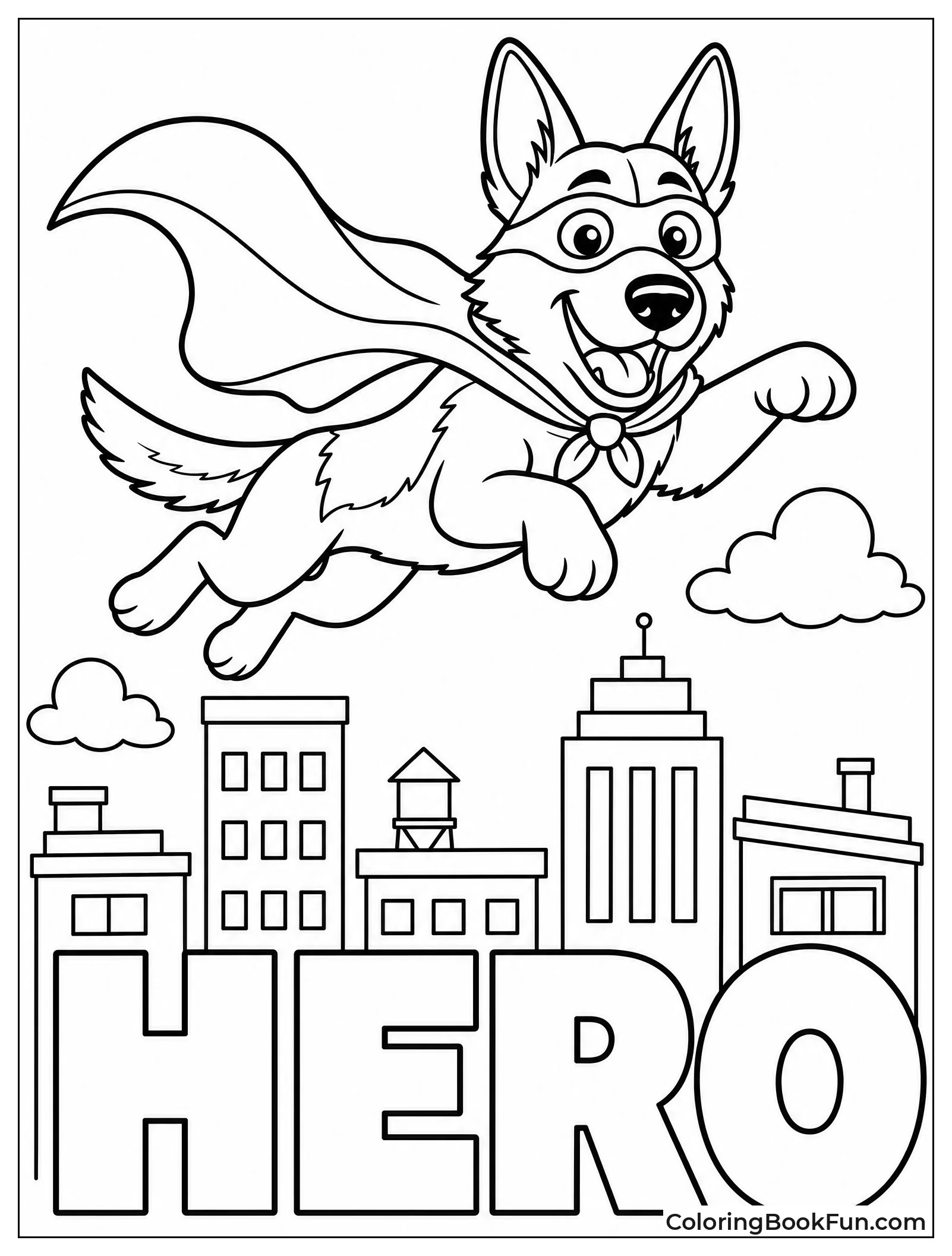 Superhero German Shepherd Flying High