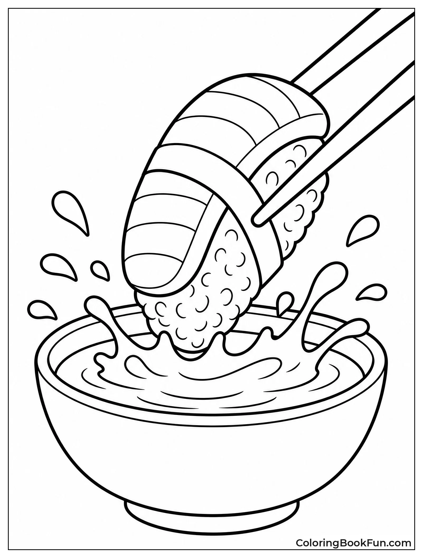 Sushi Dipped in Soy Sauce