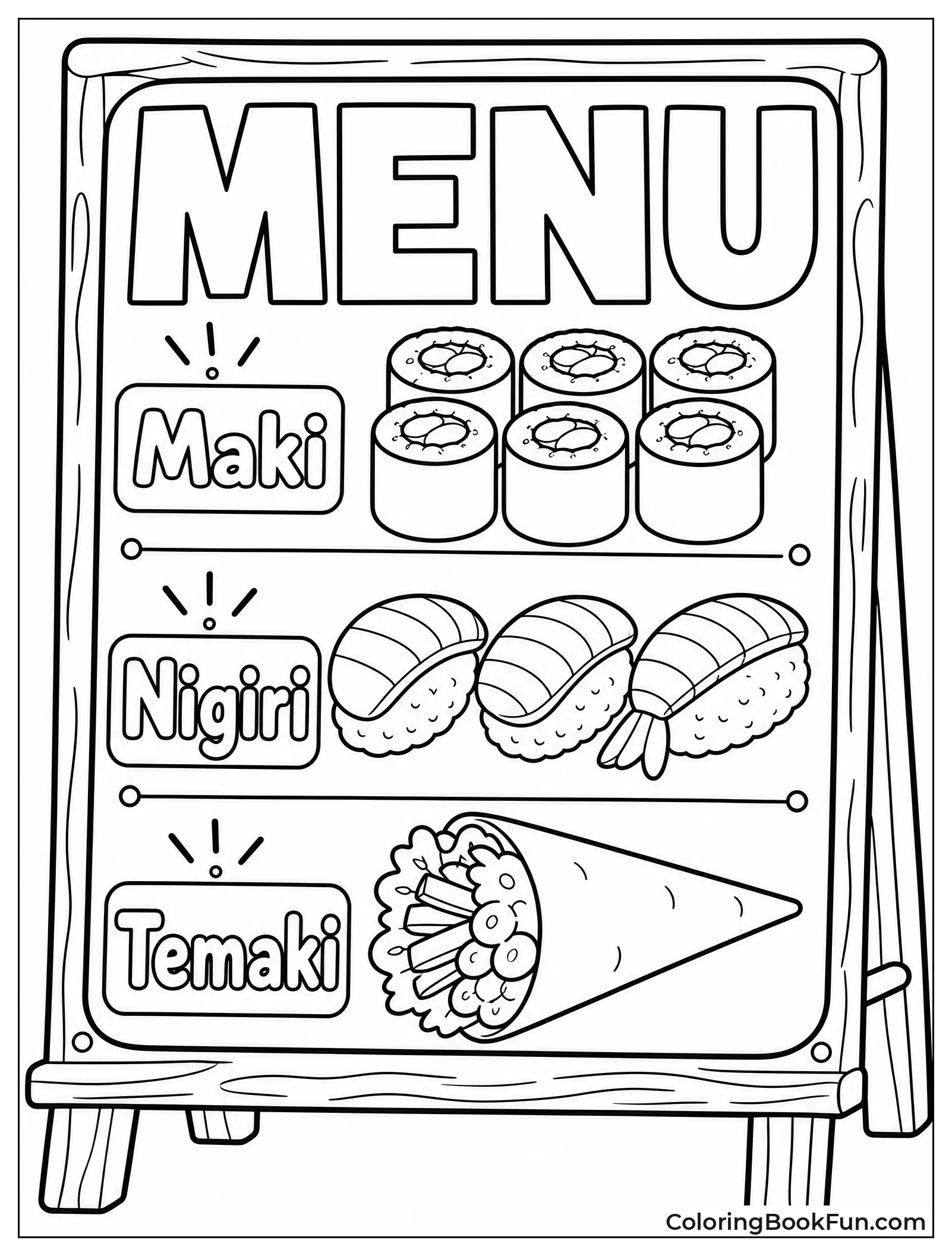 Sushi Menu on Chalkboard