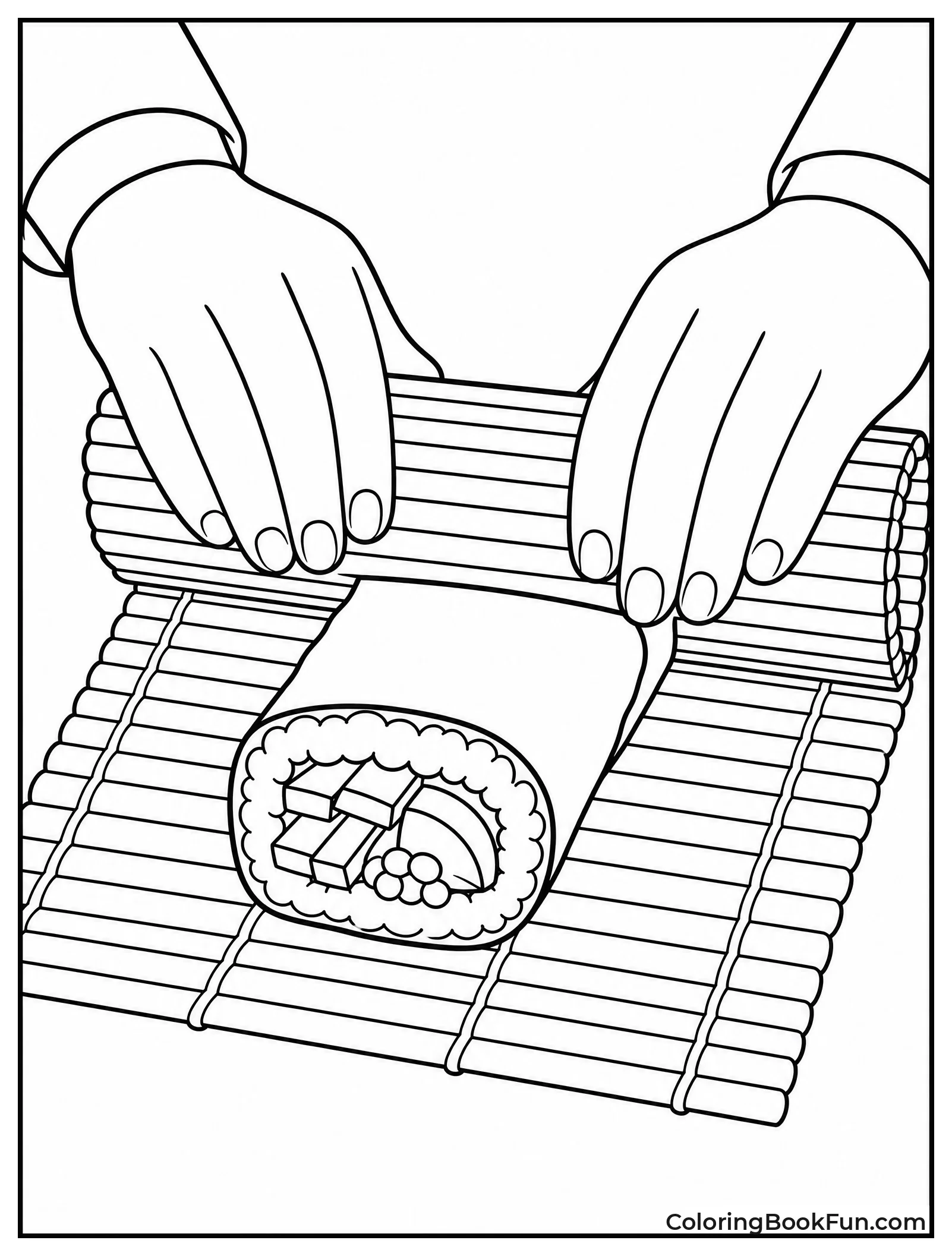 Hands Rolling a Maki Sushi