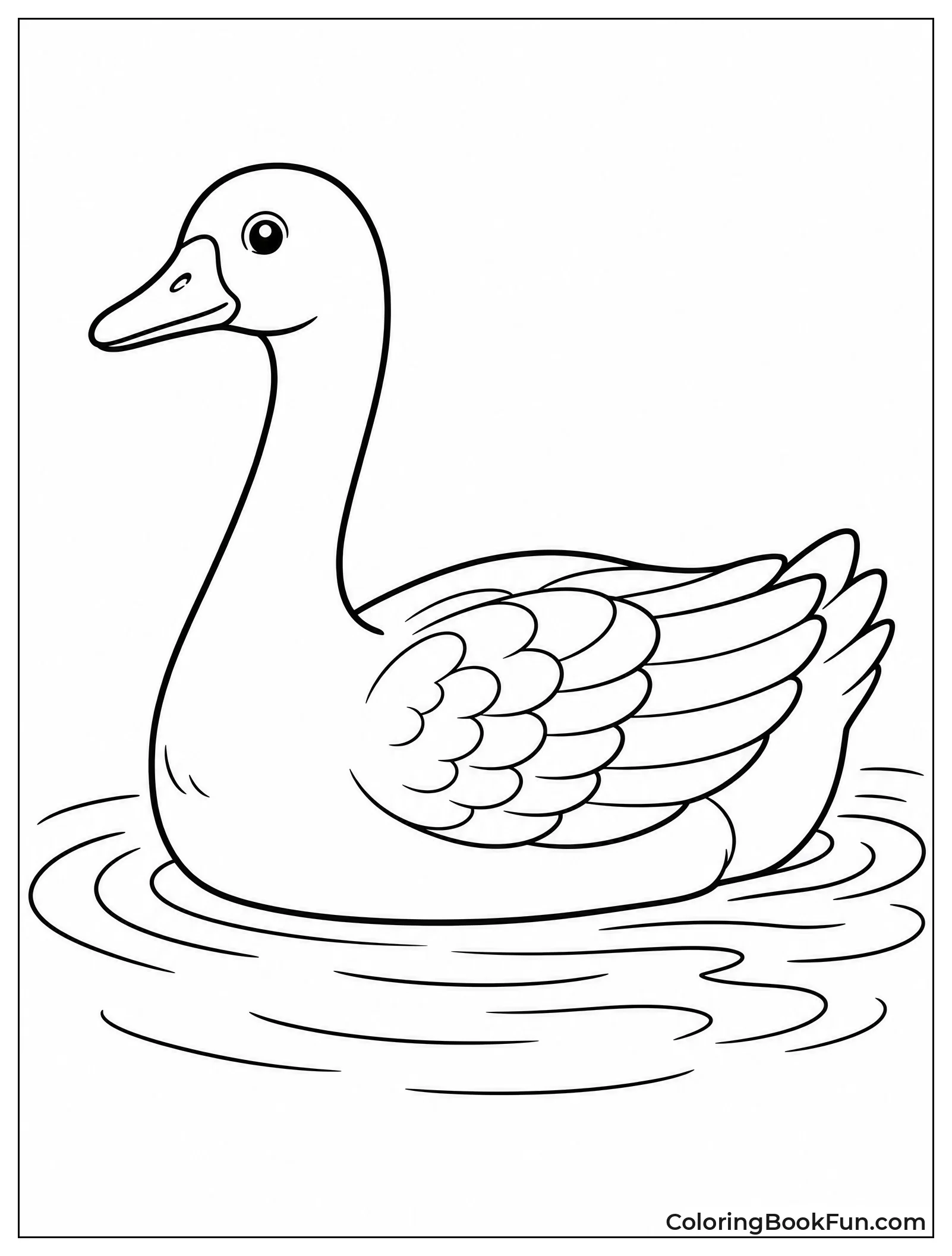 Goose Gliding on Calm Water
