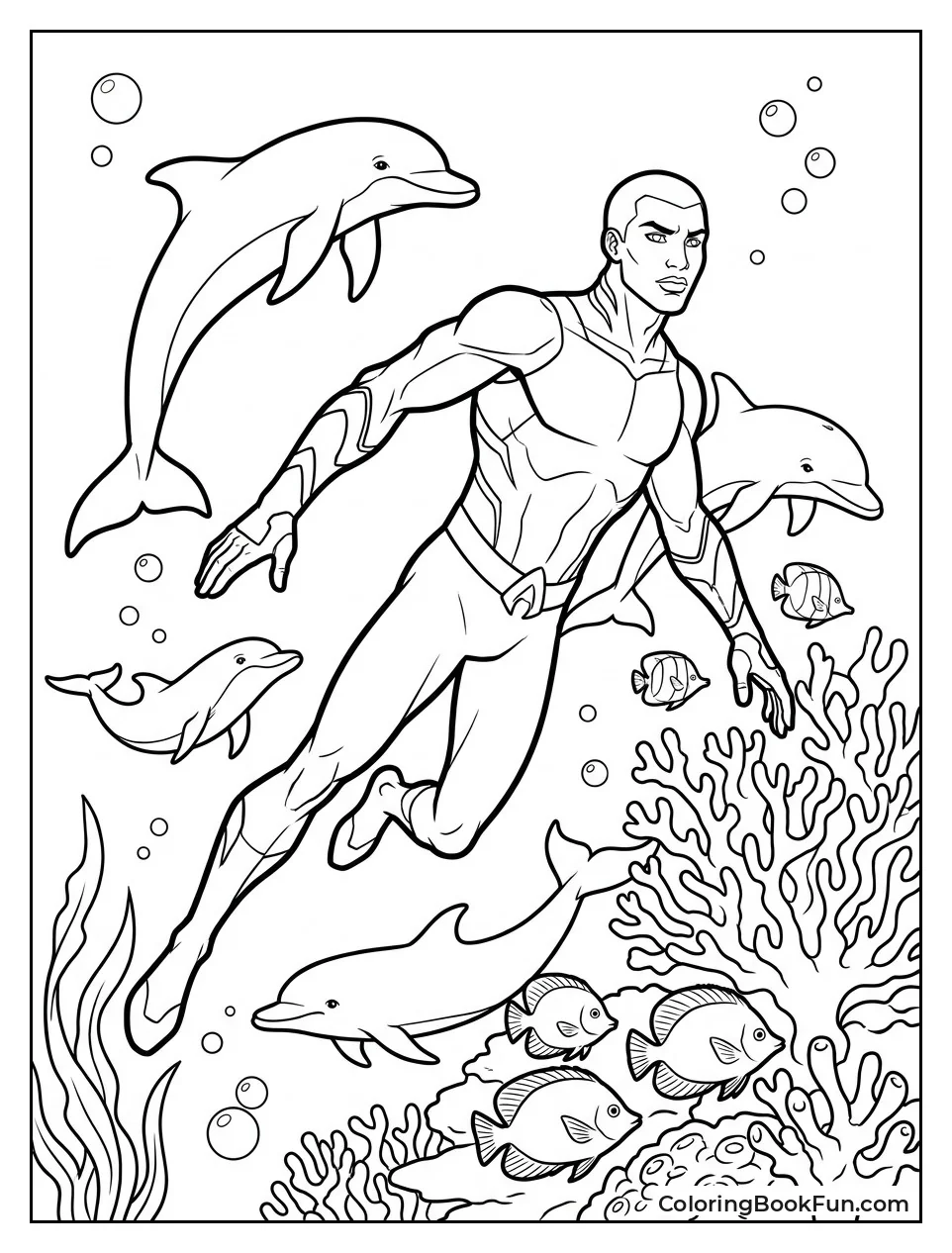 Aqualad Swims with Ocean Friends