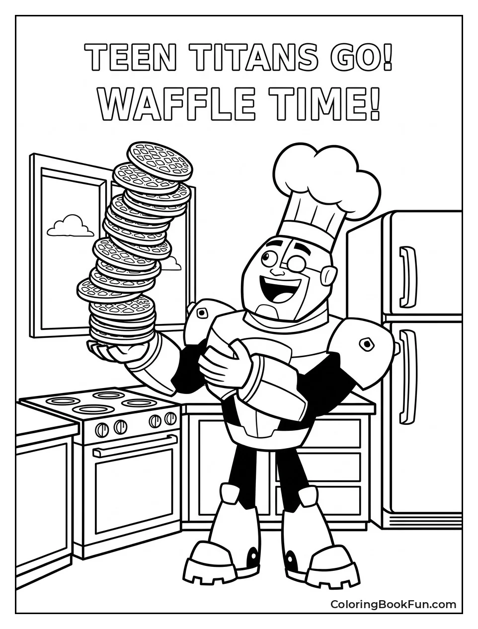 Cyborg Tosses Giant Waffle Stack