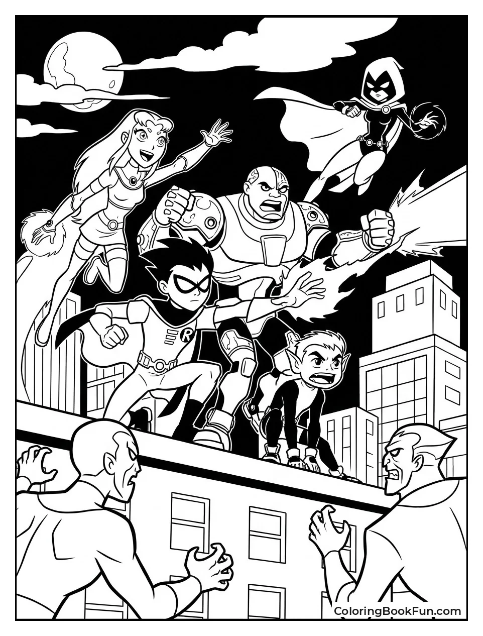 Team Battles Villains at Night