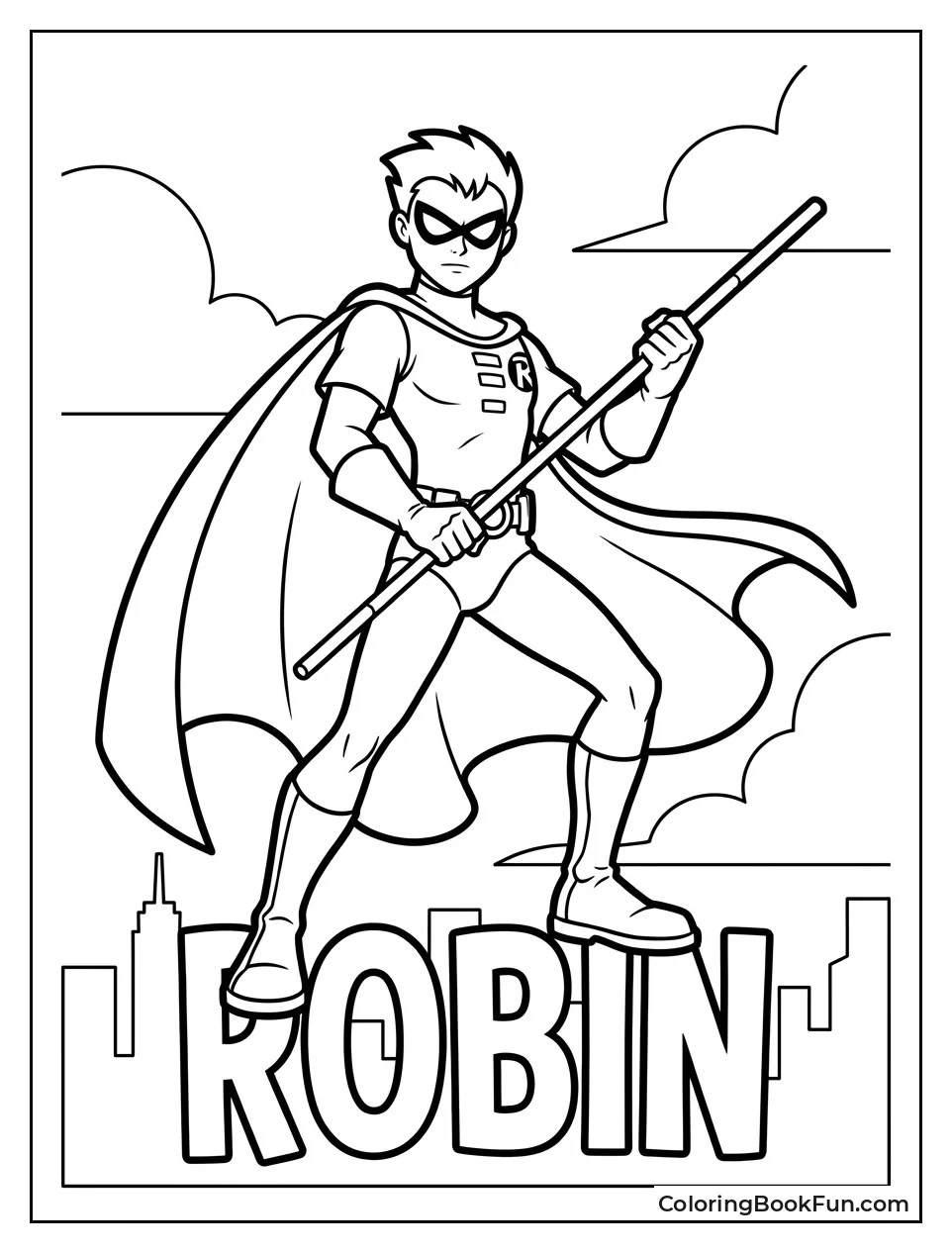 Robin Stands Heroically in Costume