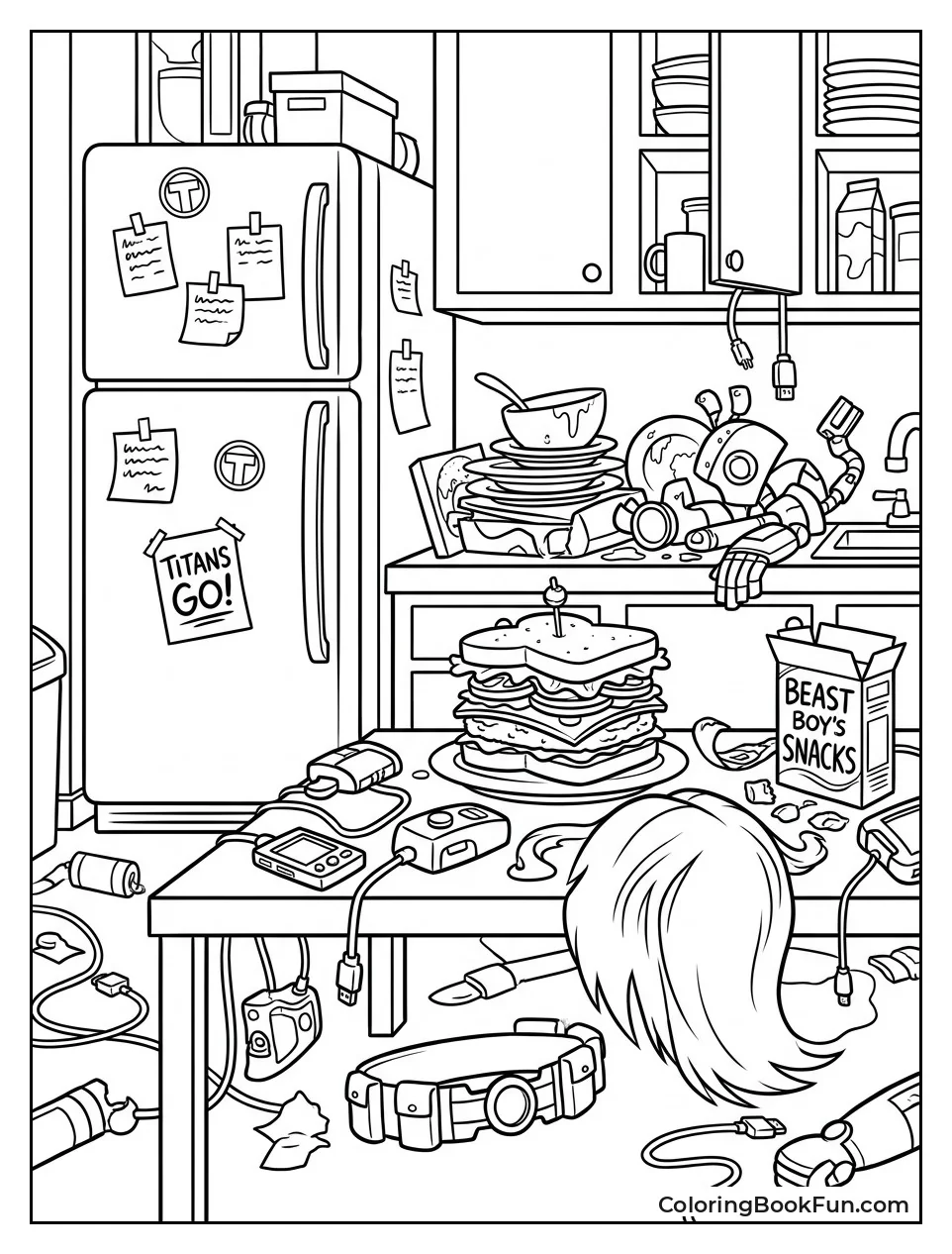 Messy Kitchen inside Titans Tower