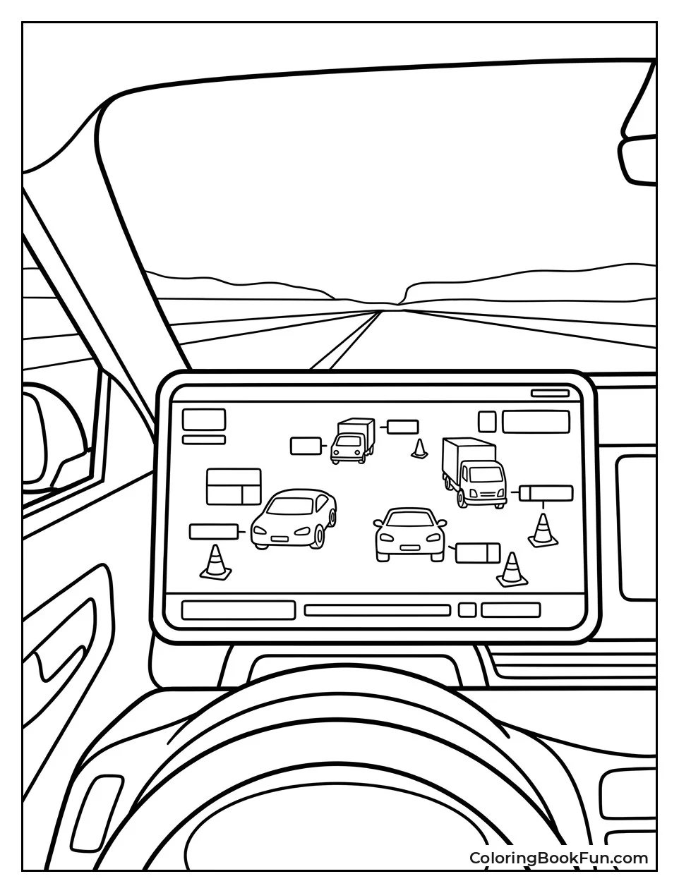 Screen Shows Autopilot Around Cars
