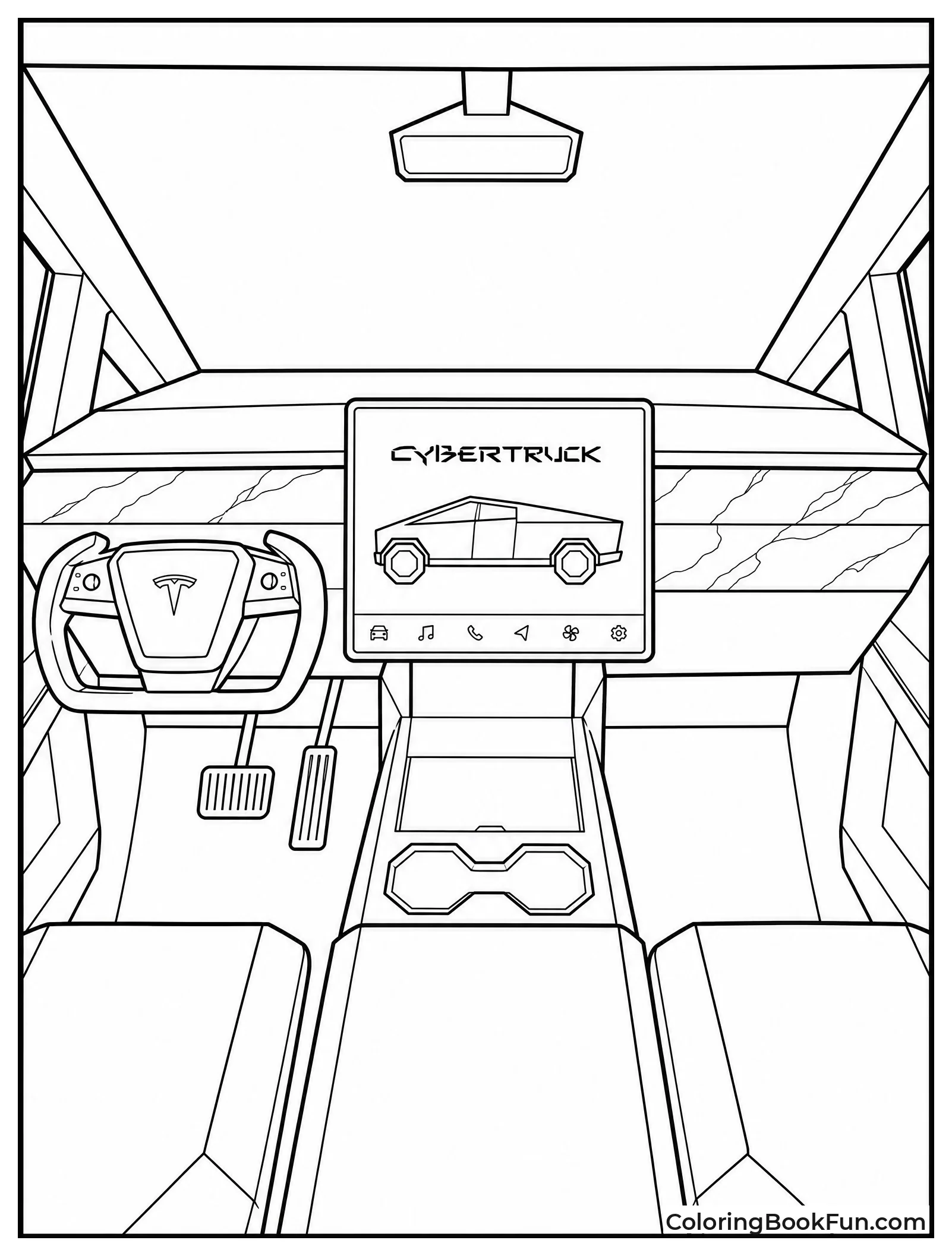 Cybertruck Dashboard with Big Screen
