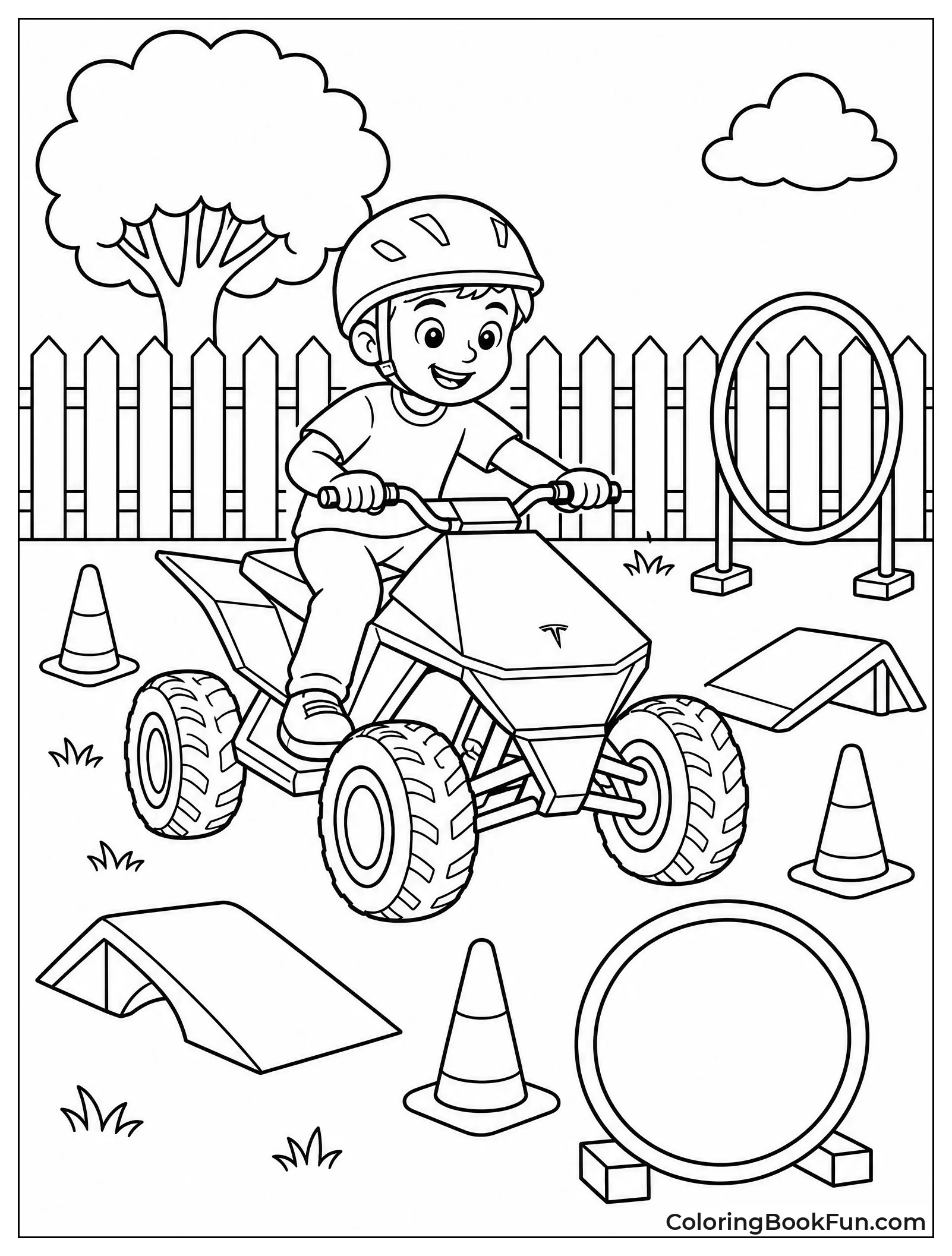 Kid Rides Cyberquad Through Obstacle Course