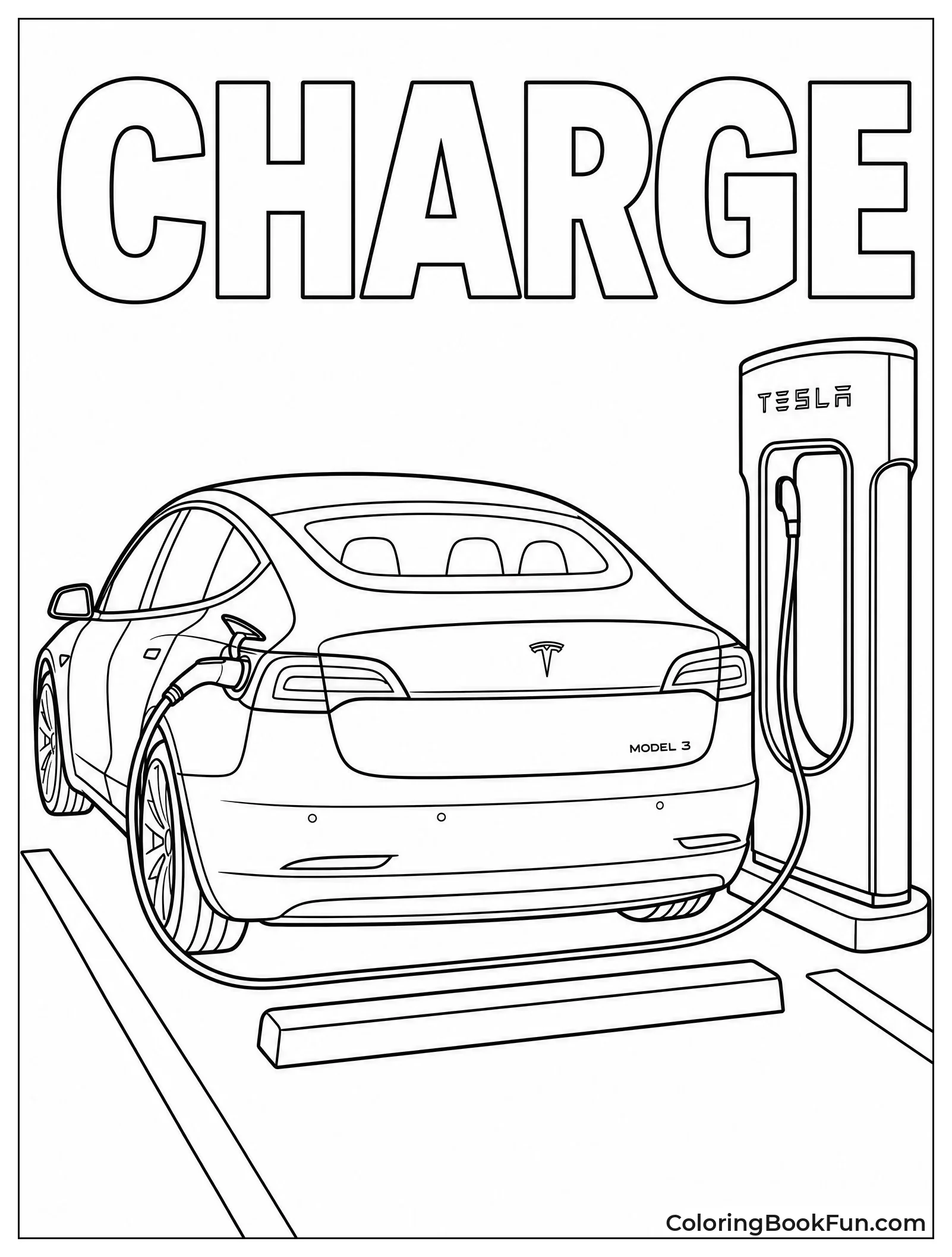 Model 3 Charges at Supercharger Station