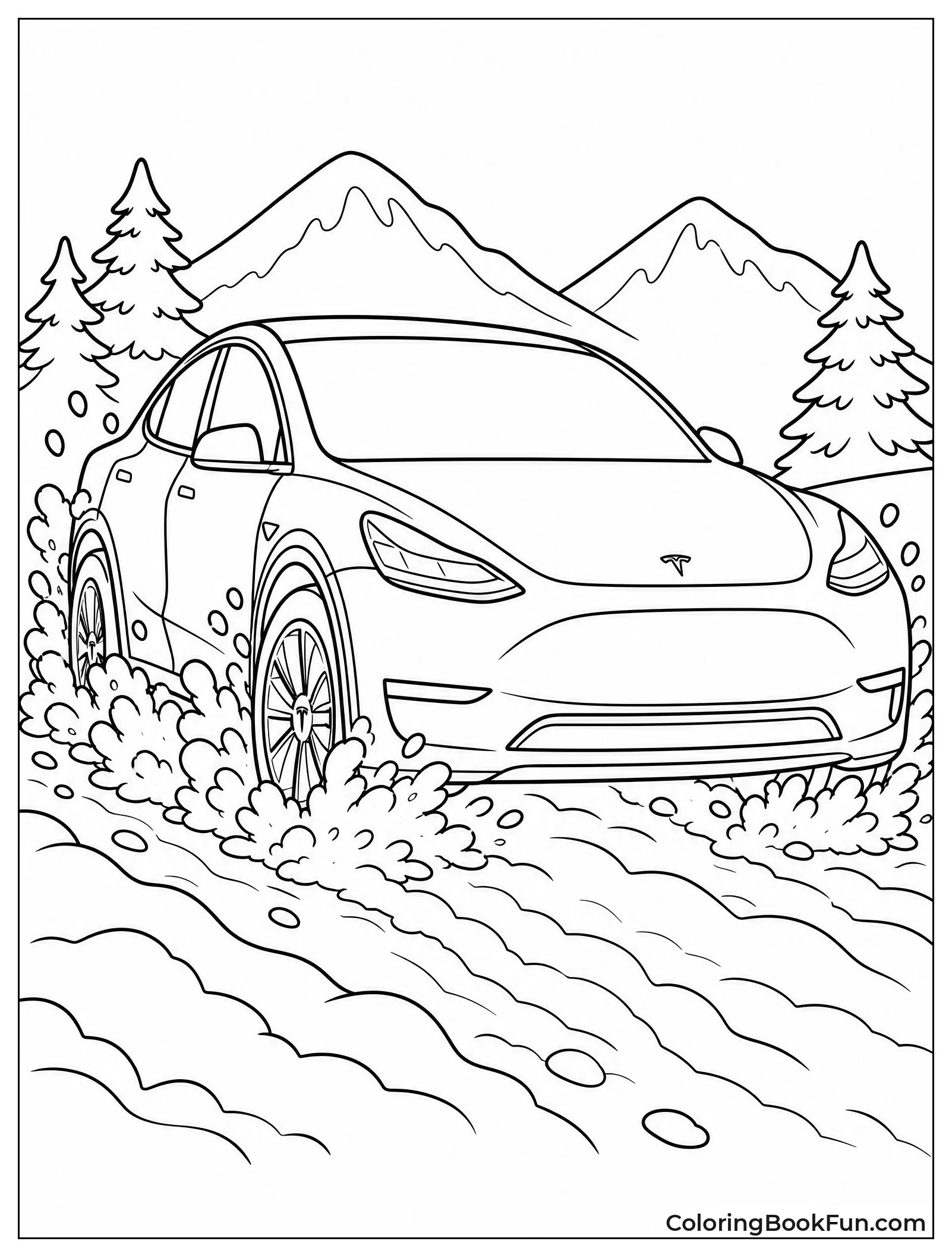Tesla Drives Through Deep Snow