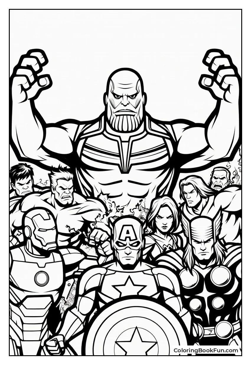Thanos with Avengers Poster
