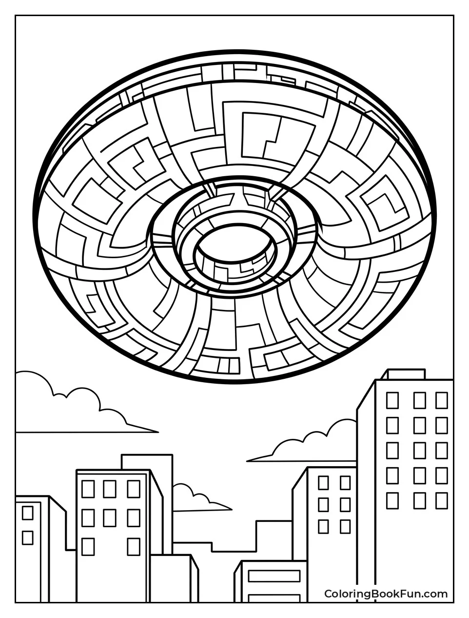 Q Ship Descending over City