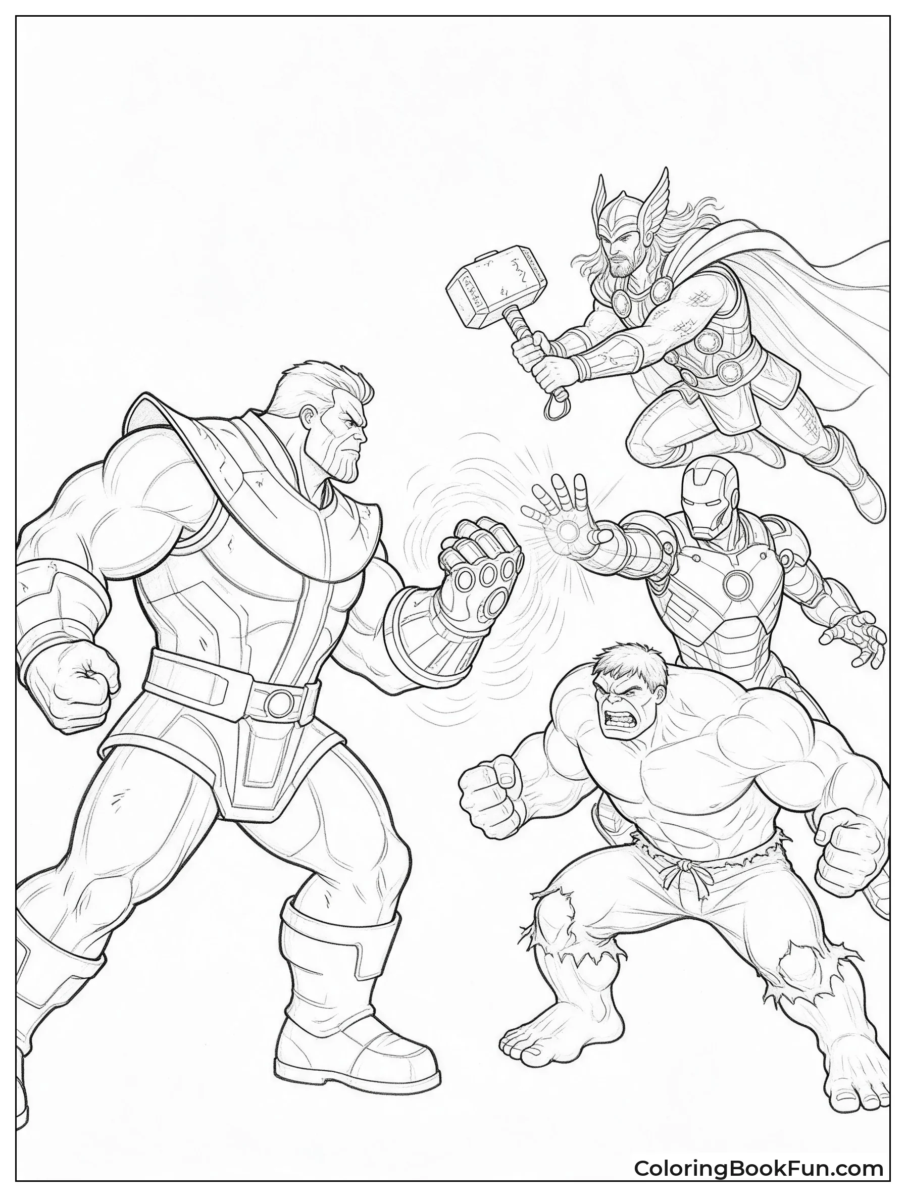 Thanos Versus Hulk and Thor