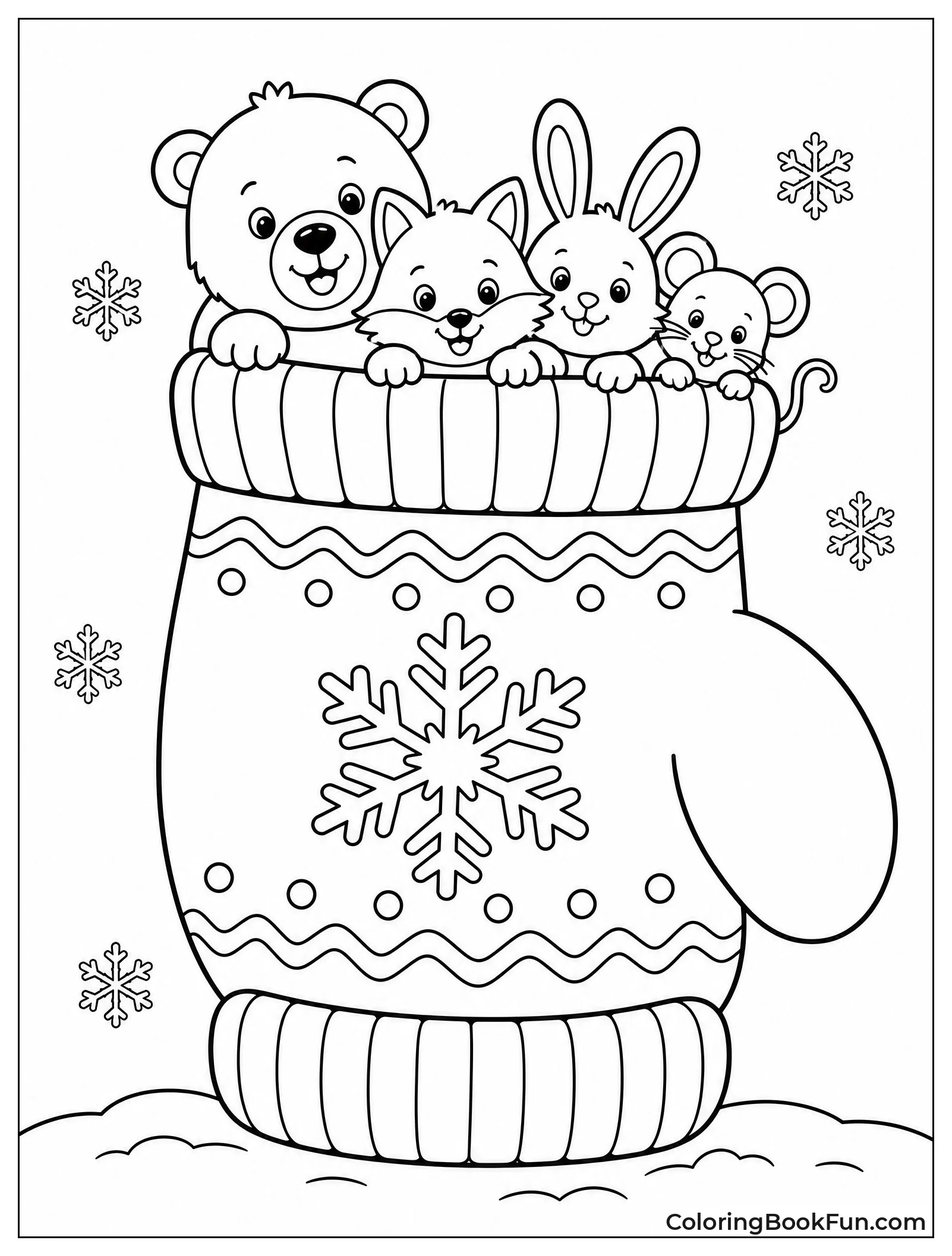 Animals Peeking from a Giant Mitten