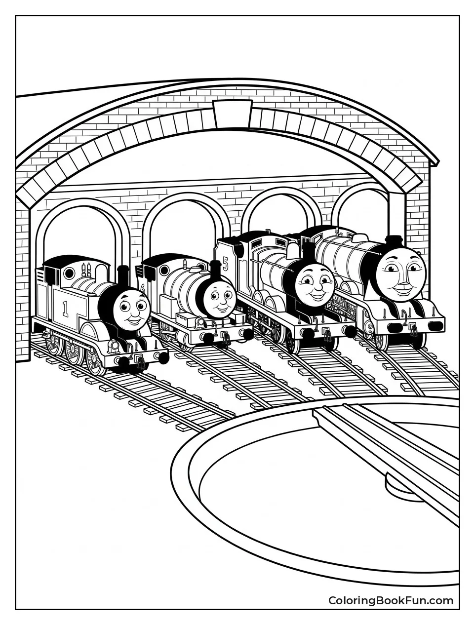 Engines Lined Up at Sheds