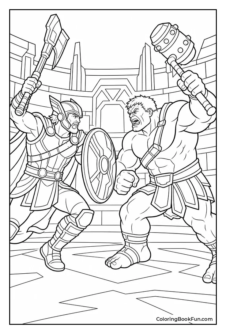 Thor and Hulk Fighting Together
