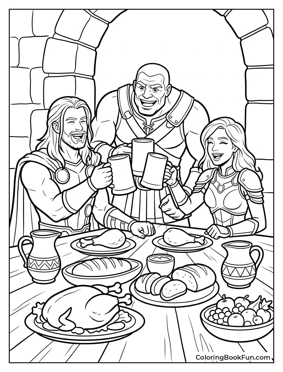 Thor Feasting with Asgardian Friends