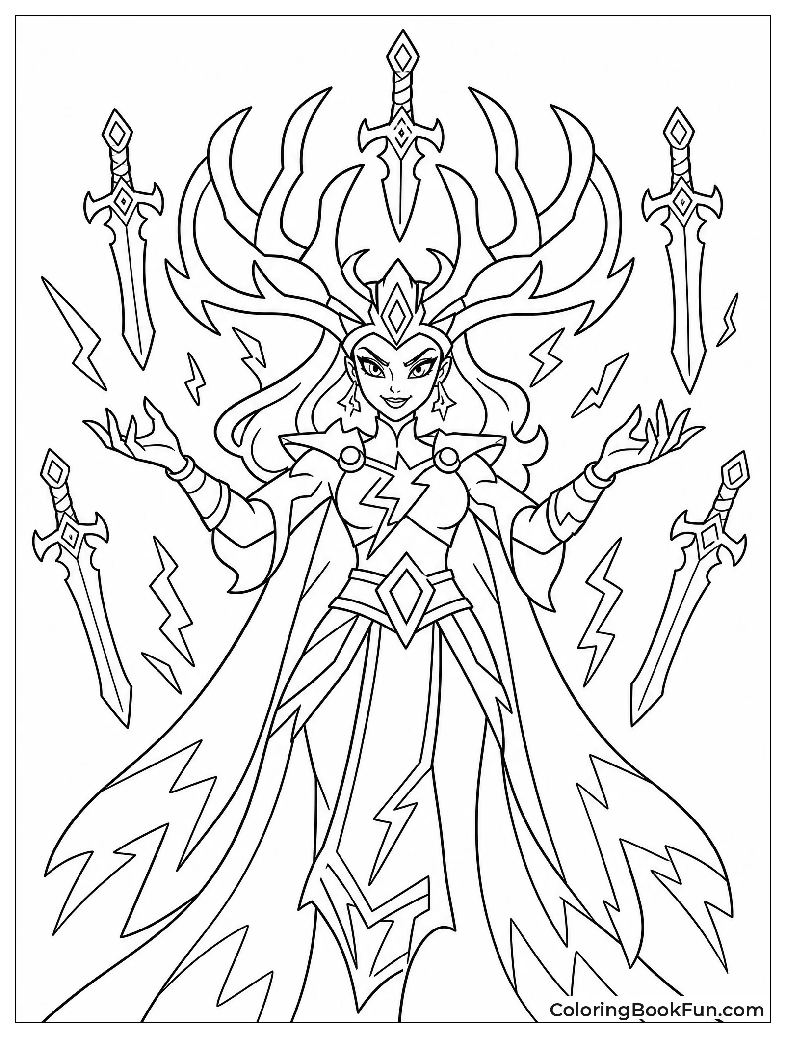 Hela Surrounded by Necro Swords