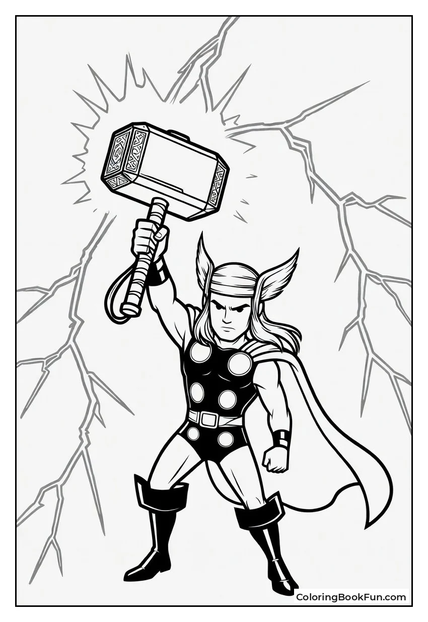 Thor Striking Ground with Lightning