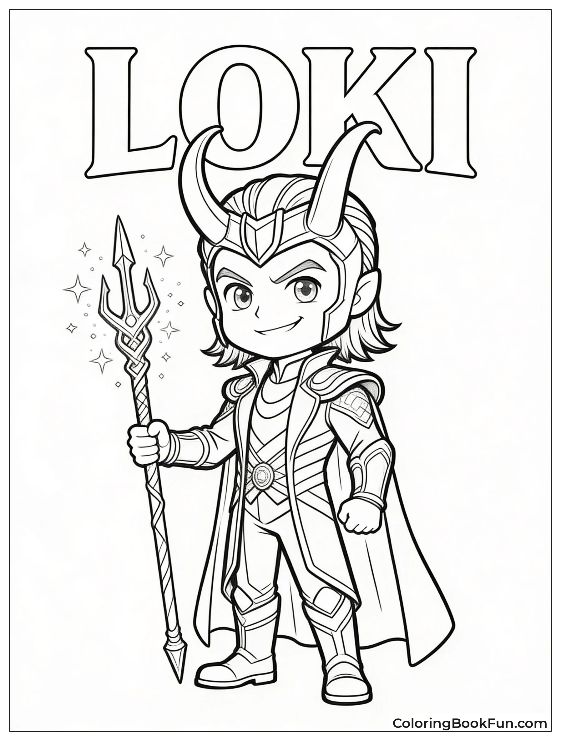 Loki Grinning with Magic Scepter