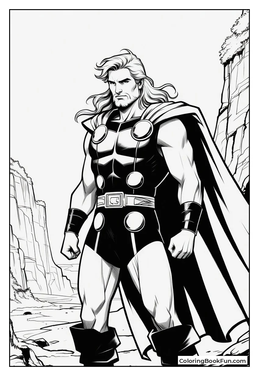 Thor Standing with Cape Blowing