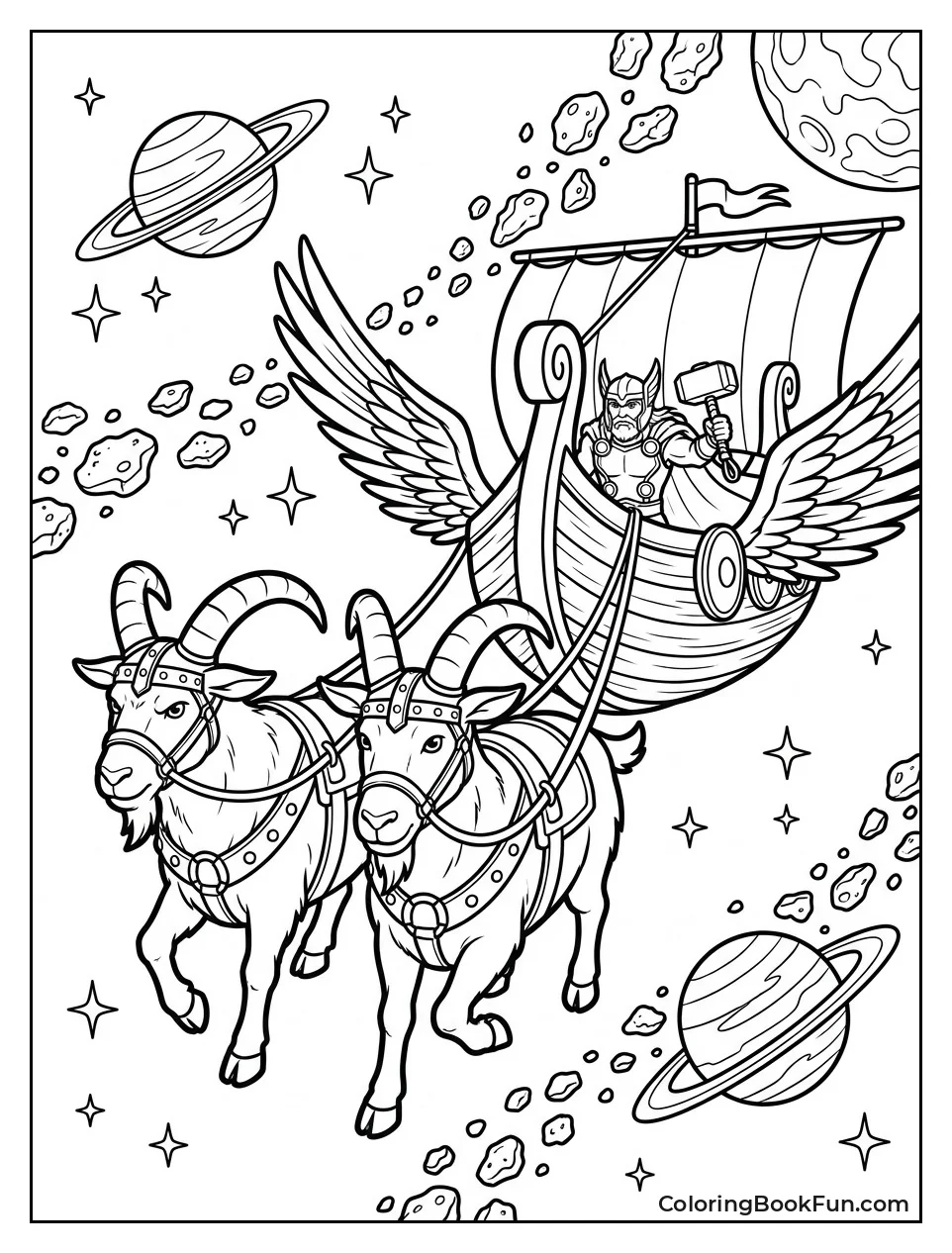 Goats Pulling Thor Flying Ship